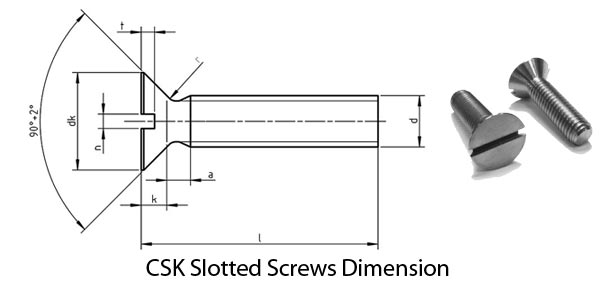 csk-slotted-screw-dimension